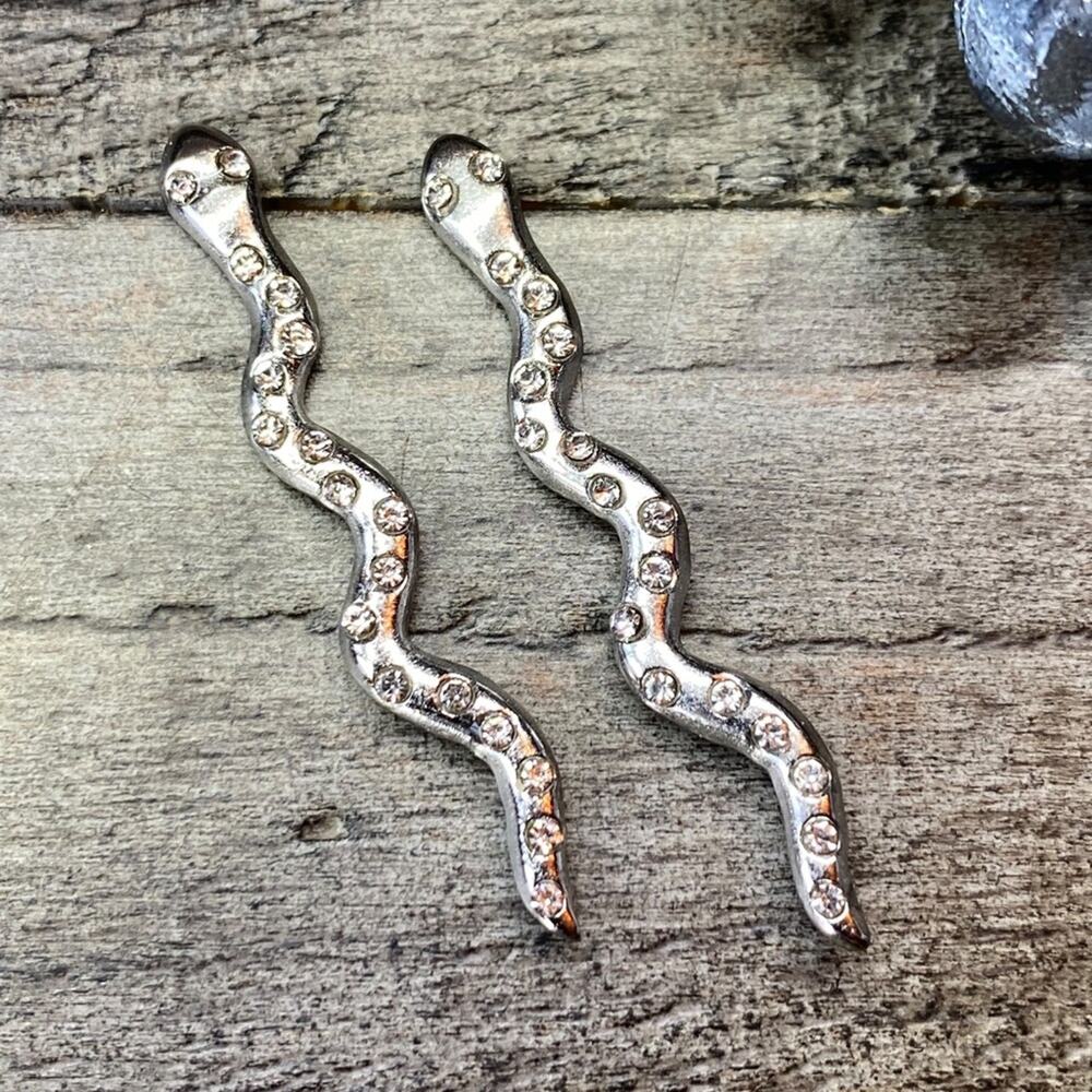 NEW Silver Snake Rhinestone Earrings - Picture 11 of 15